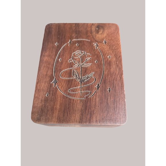 Ring Box Rose Engraved Wedding Ceremony & Proposal Jewelry Box 3.5”x2.5”x 1.5” - Picture 3 of 5